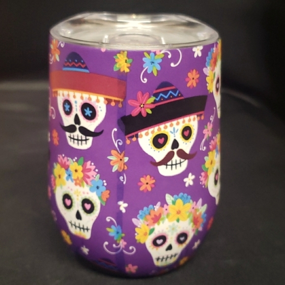 Clementine Paper NWT 12 oz. Insulated Stainless Tumbler, Sugar Skull Floral - Picture 2 of 6